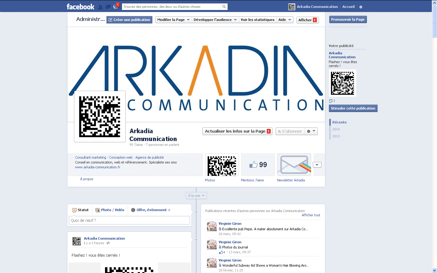 fanpage facebook arkadia communication